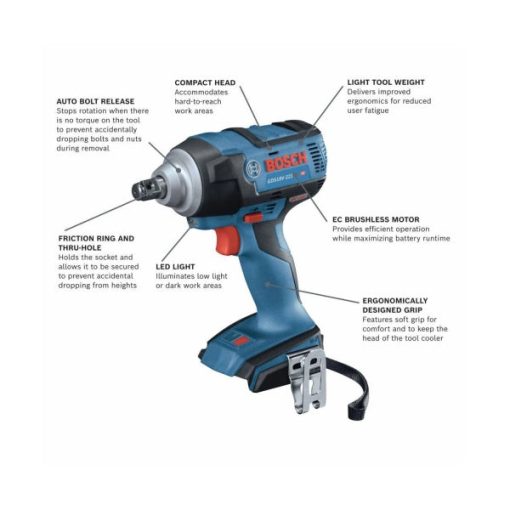 18V EC LithiumIon Brushless Cordless 12 Impact Wrench with Friction Ring and ThruHole Bare Tool - Image 2