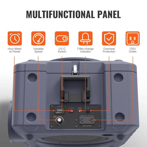 VEVOR Air Scrubber with 3-Stage Filtration, Stackable Negative Air Machine 800 CFM, Air Cleaner with Merv10, Carbon, H13 HEPA, - Image 2